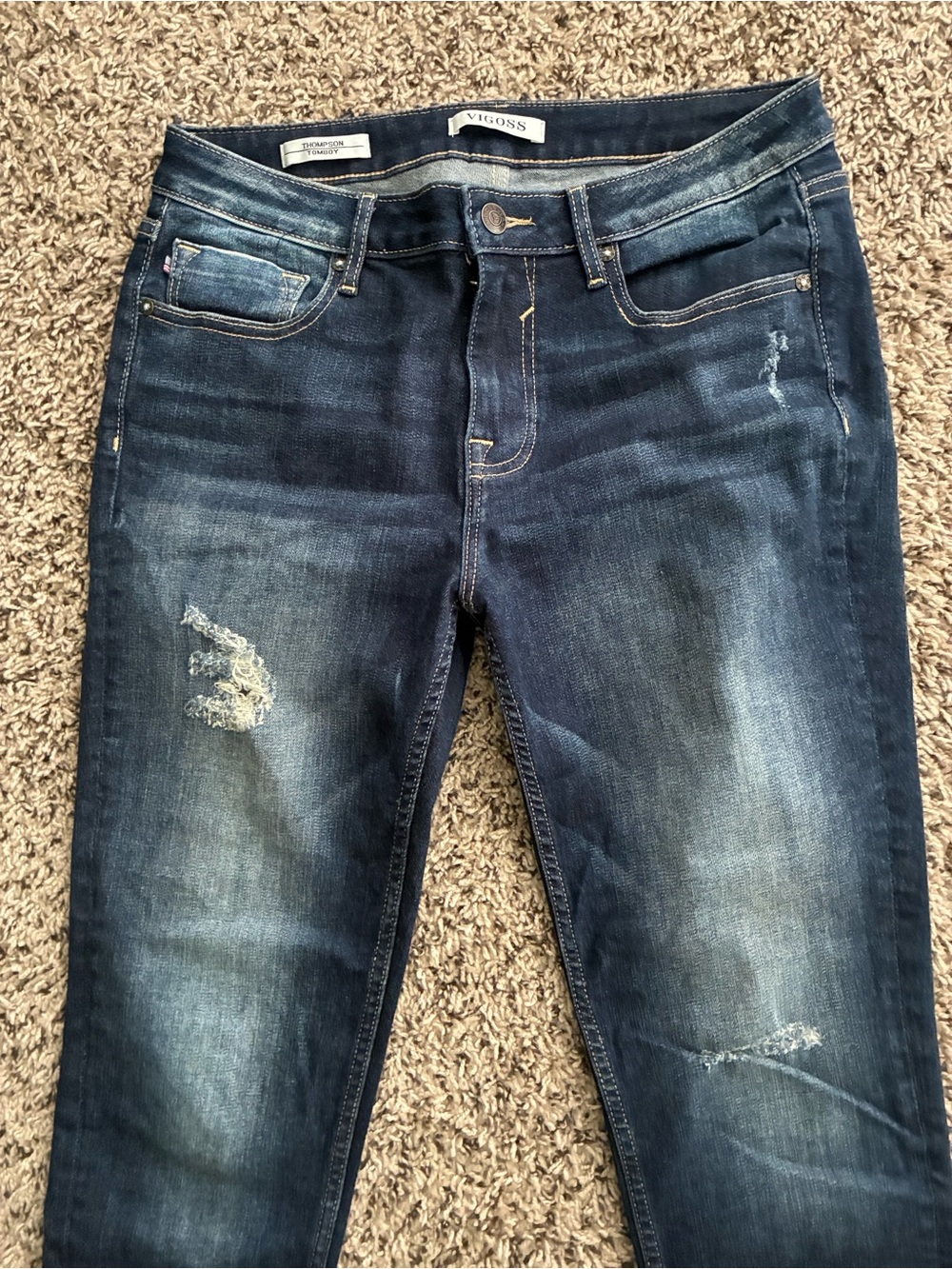 Vigoss Skinny Jean Thompson Tomboy Blue Denim Distressed Women’s SZ 29